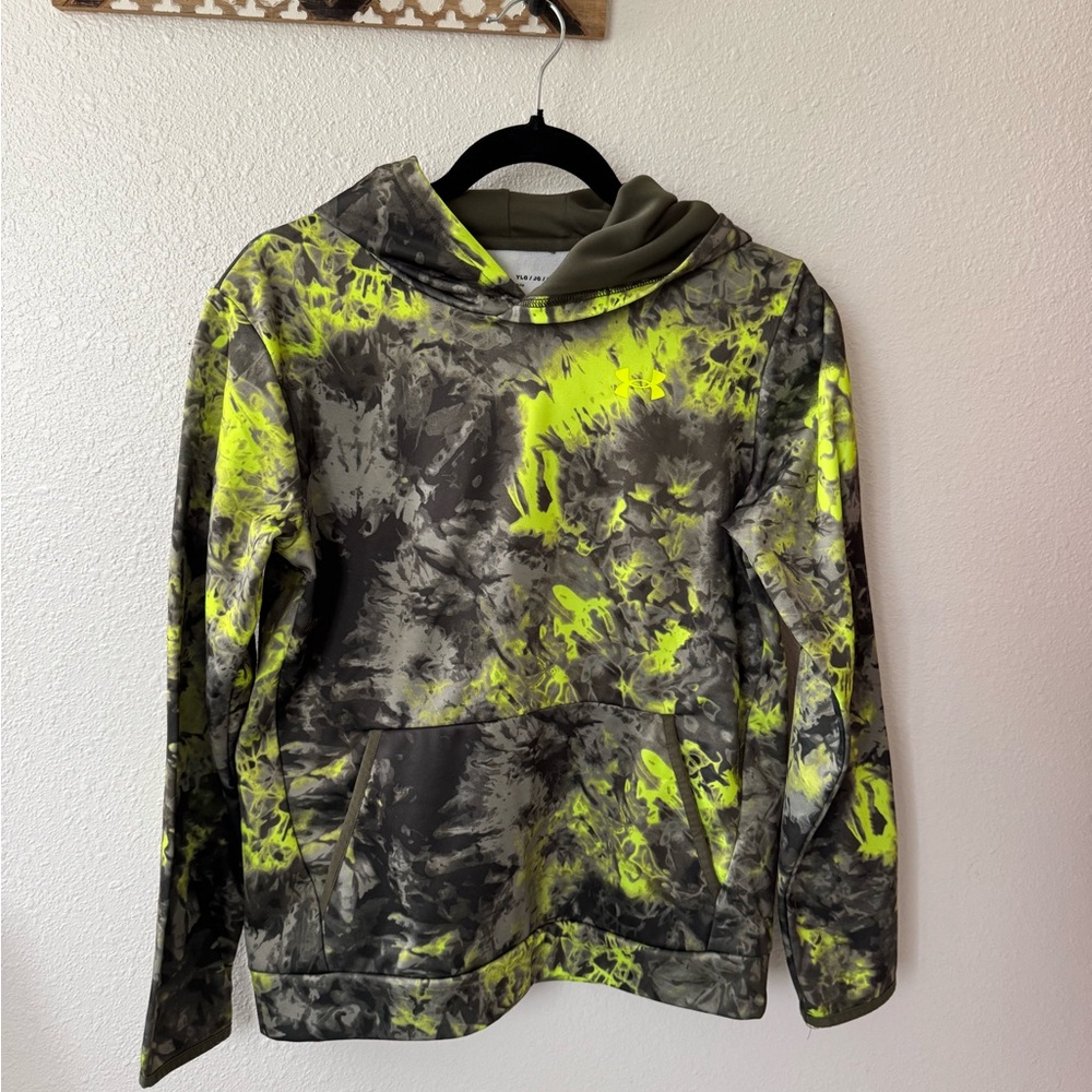 Under Armour Kids Green and Gray Tie-Dye Hoodie
